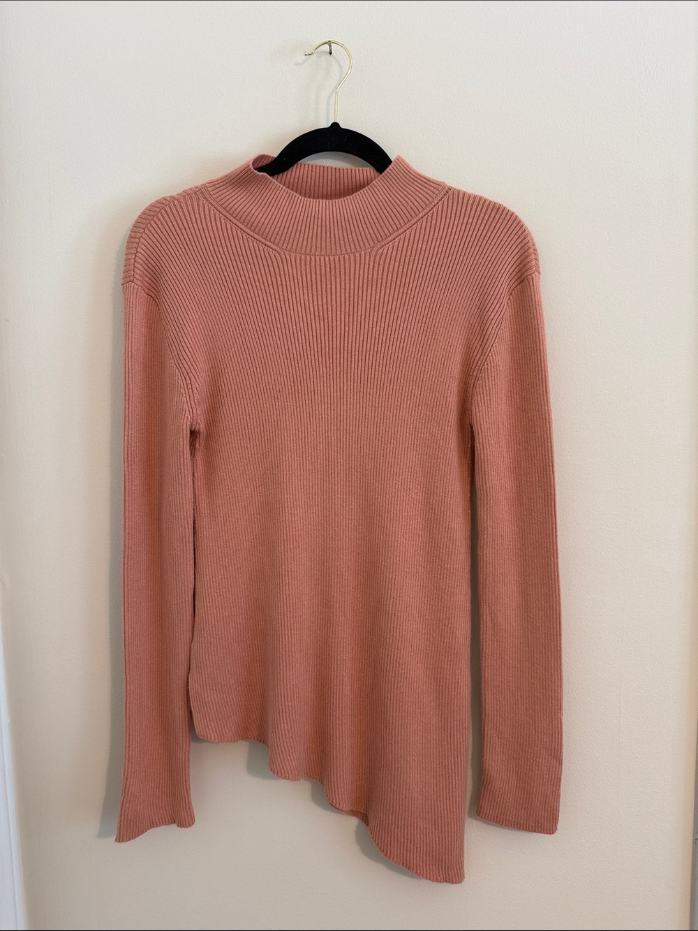 Zara Women Asymmetric Knit Mock Neck Sweater Long Sleeves // Medium - Picture 2 of 12